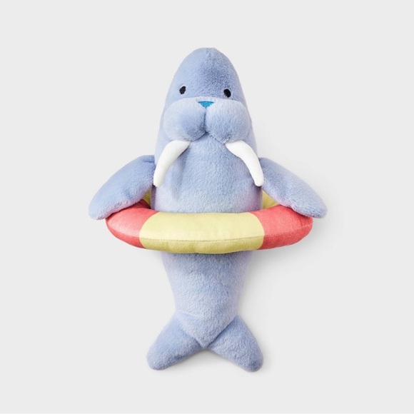 Blue Walrus Plush Toy with Colorful Ring - Picture 2 of 5